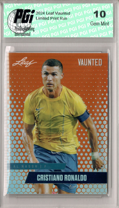 Cristiano Ronaldo 2024 Leaf Vaunted Metal #VM-02 Orange Only 3 Made Rare Trading Card PGI 10