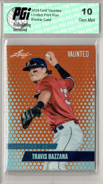 Travis Bazzana 2024 Leaf Vaunted Metal #VM-17 Orange Only 3 Made Rookie Card PGI 10