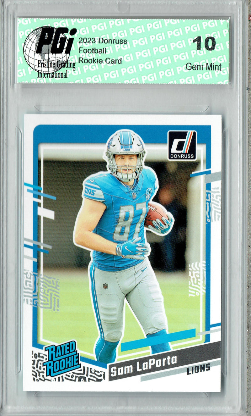 Sam Laporta 2023 Donruss Football #332 Rated Rookie Card PGI 10