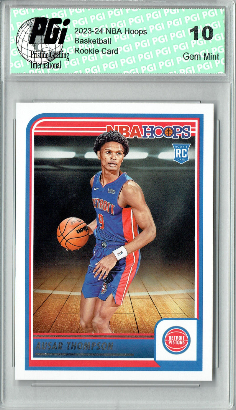 Ausar Thompson 2023 Hoops #255 Detroit Pistons Rookie Card PGI 10