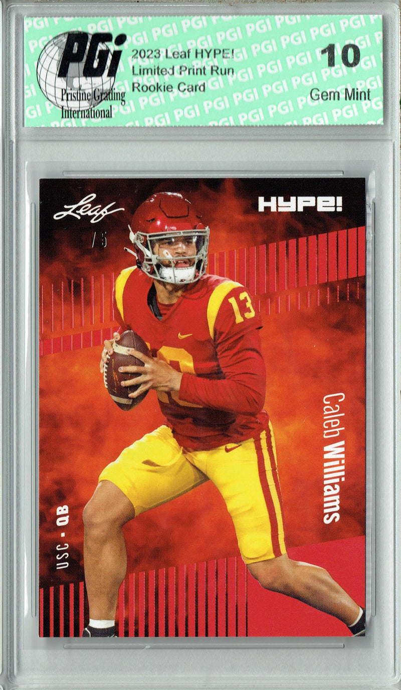 Caleb Williams Rookie Card USC / Chicago PGI 10 Gem Mint Football Trading Card 2023 Leaf HYPE! #107A Red SP Just 5 Made
