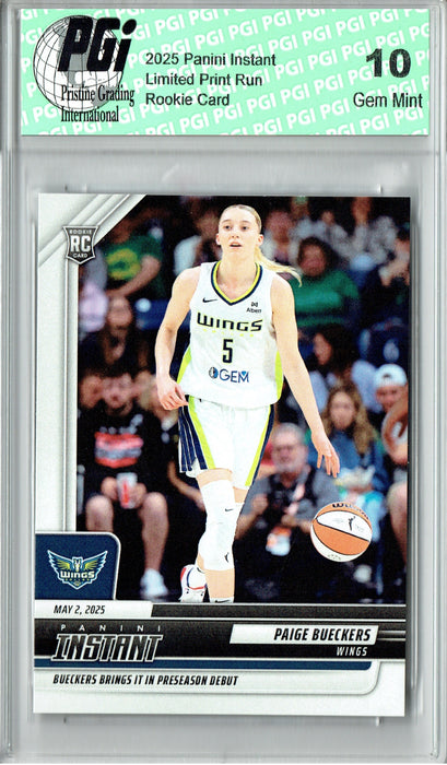 Paige Bueckers 2025 Panini Instant #1 Pro Debut Rookie Card PGI 10