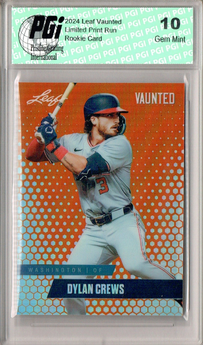 PGI 10 Dylan Crews 2024 Leaf Vaunted Metal #VM-08 Orange Only 3 Made Rookie Card