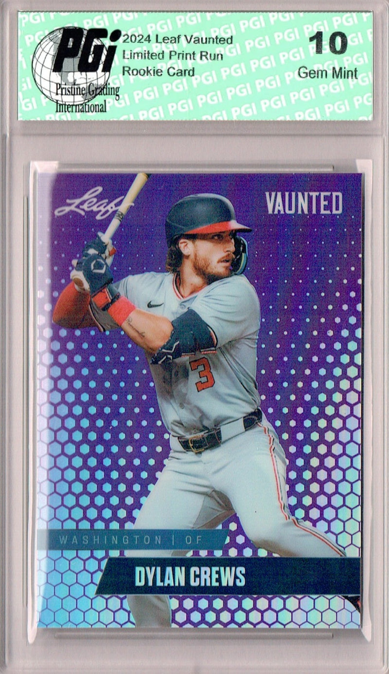 Dylan Crews 2024 Leaf Vaunted Metal #VM-08 Purple 15 Made Rookie Card PGI 10