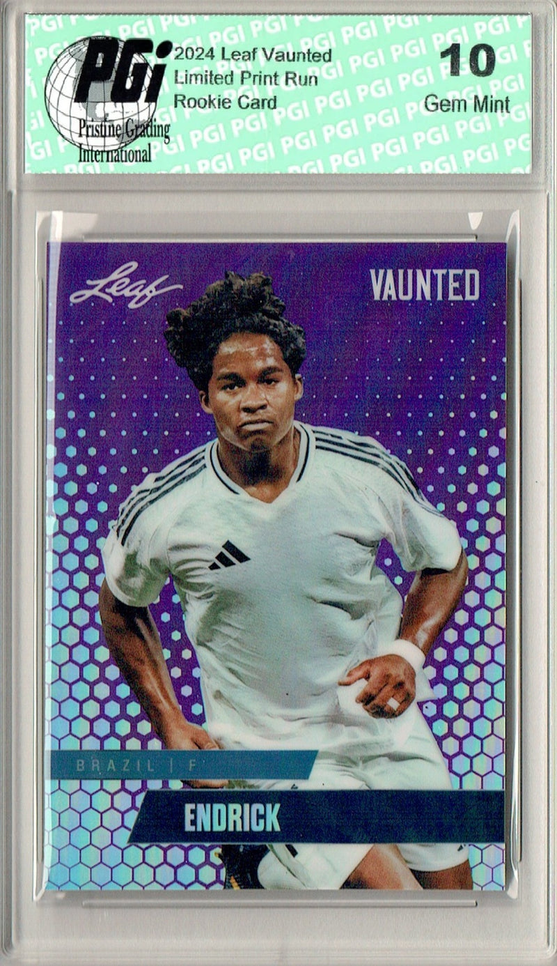 PGI 10 Endrick 2024 Leaf Vaunted Metal #VM-04 Purple 15 Made Rookie Card