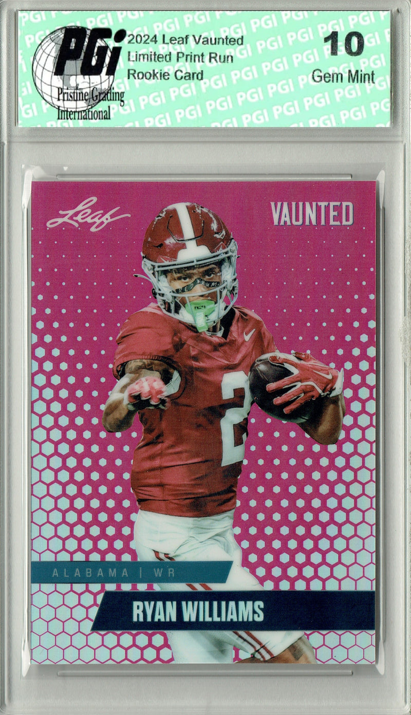 Ryan Williams Rookie Card Alabama PGI 10 Gem Mint Football Trading Card 2024 Leaf Vaunted Metal #VM-15 Pink 10 Made