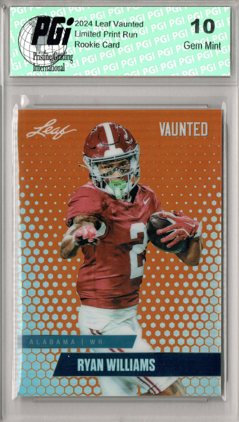 Ryan Williams Rookie Card Alabama PGI 10 Gem Mint Football Trading Card 2024 Leaf Vaunted Metal #VM-15 Orange Only 3 Made