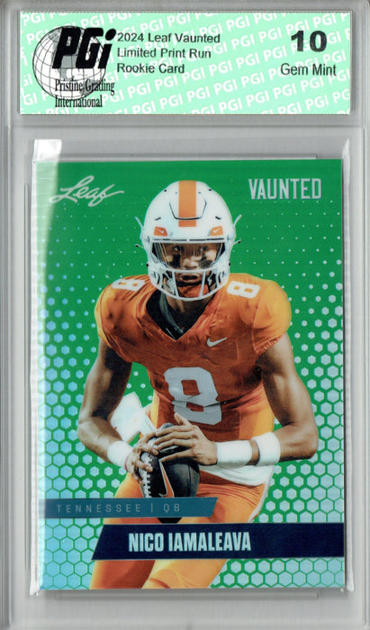 Nico Iamaleava 2024 Leaf Vaunted Metal #VM-12 Green 5 Made Rookie Card PGI 10