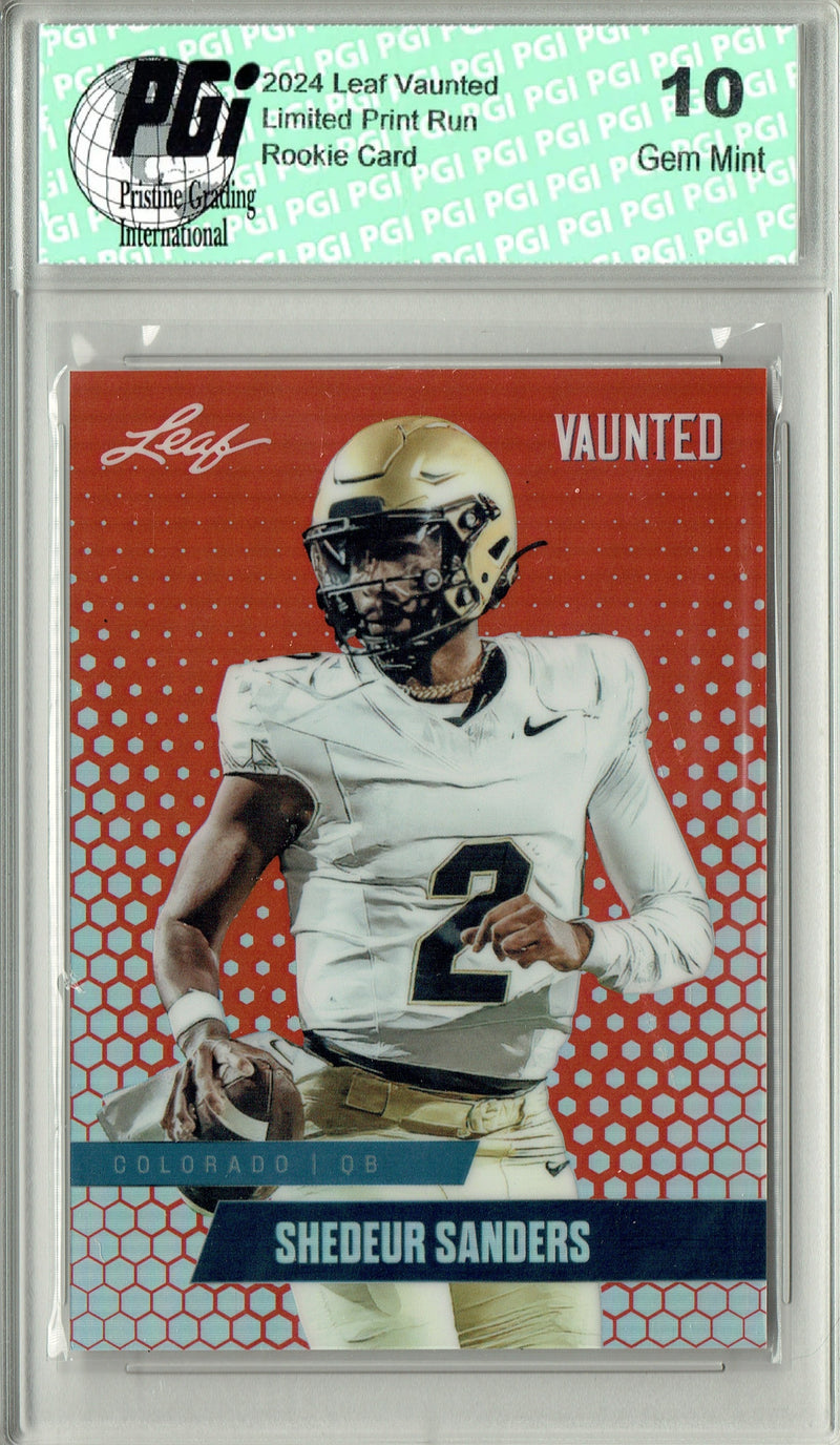 Shedeur Sanders 2024 Leaf Vaunted Metal #VM-16 Red The #1 of 2 Made Rookie Card PGI 10