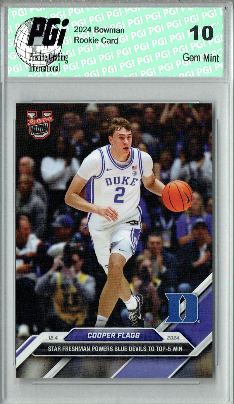 Cooper Flagg 2024 Bowman University Now #25 Star Freshman Rookie Card PGI 10
