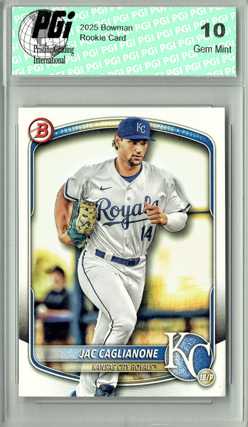 Jac Caglianone Rookie Card 2025 Bowman #BP-103 Kansas City Royals Baseball Trading Card PGI 10 Gem Mint