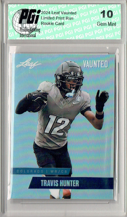 Travis Hunter 2024 Leaf Vaunted Metal #VM-18 Silver 25 Made Rookie Card PGI 10