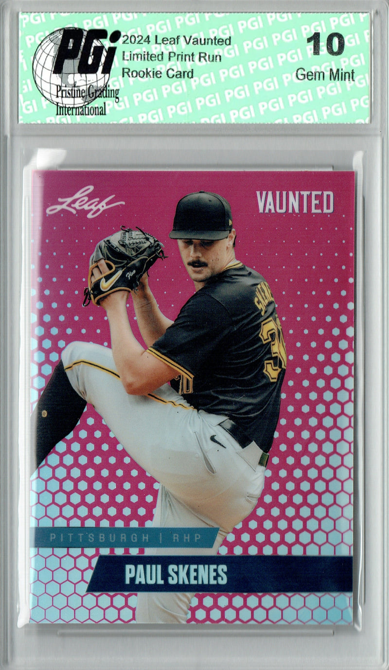 Paul Skenes 2024 Leaf Vaunted Metal #VM-13 Pink 10 Made Rookie Card PGI 10
