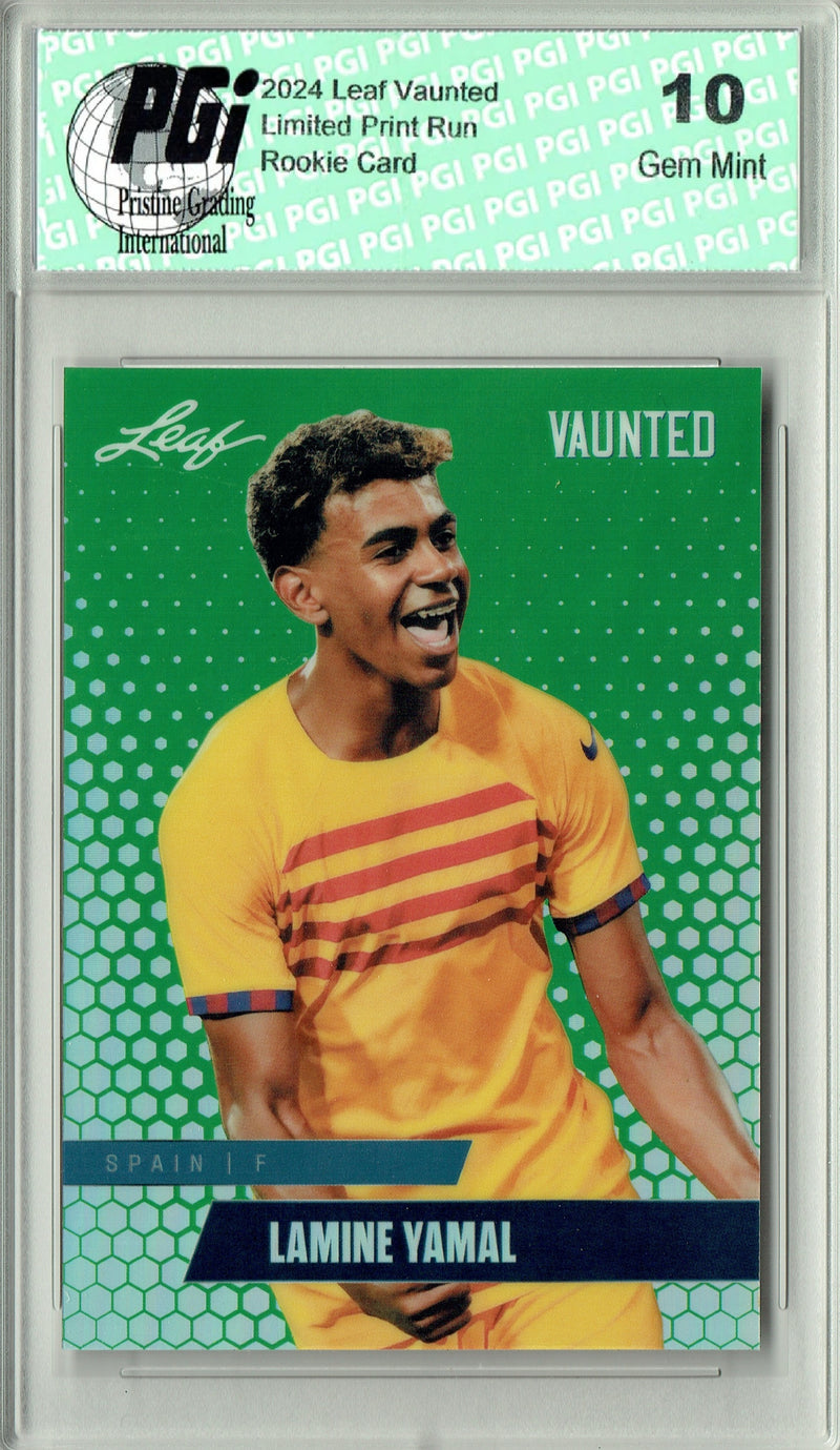Lamine Yamal 2024 Leaf Vaunted Metal #VM-10 Green 5 Made Rookie Card PGI 10