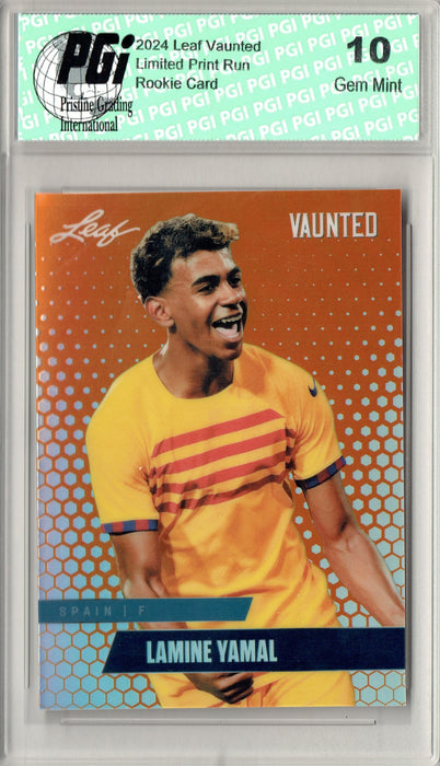 Lamine Yamal 2024 Leaf Vaunted Metal #VM-10 Orange Only 3 Made Rookie Card PGI 10