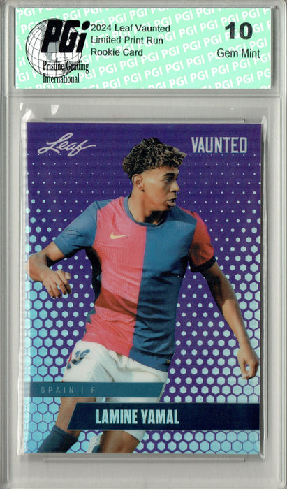 Lamine Yamal 2024 Leaf Vaunted Metal #VM-09 Purple 15 Made Rookie Card PGI 10