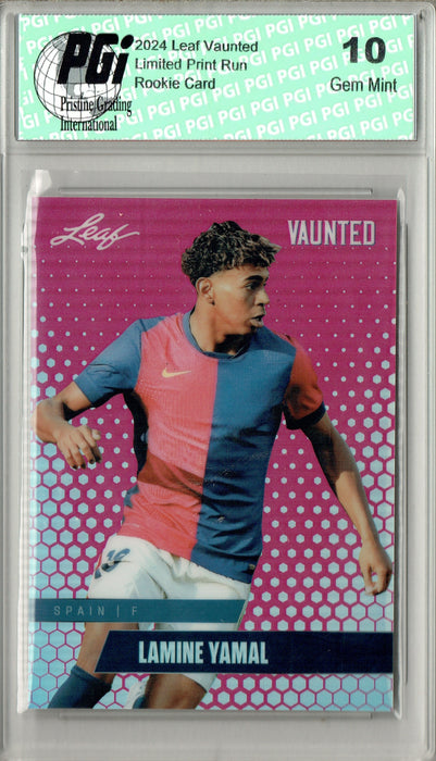Lamine Yamal 2024 Leaf Vaunted Metal #VM-09 Pink 10 Made Rookie Card PGI 10