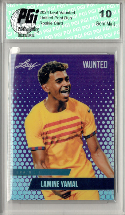 Lamine Yamal 2024 Leaf Vaunted Metal #VM-10 Purple 15 Made Rookie Card PGI 10