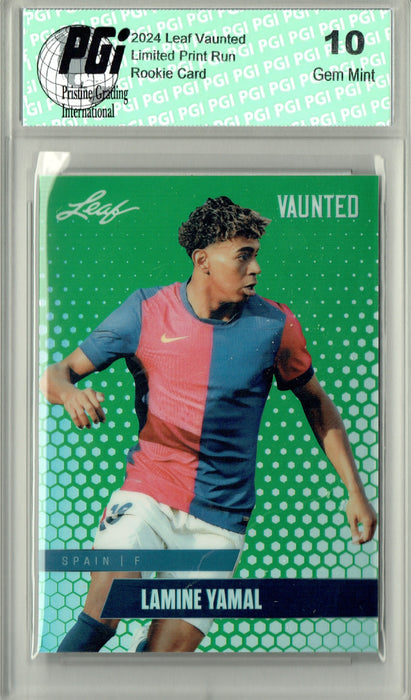 Lamine Yamal 2024 Leaf Vaunted Metal #VM-09 Green 5 Made Rookie Card PGI 10