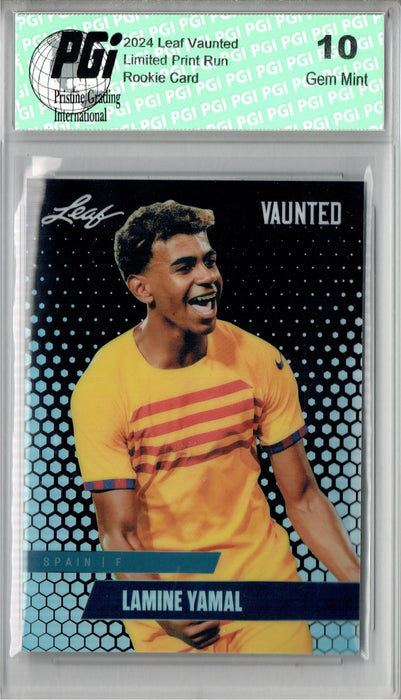 Lamine Yamal 2024 Leaf Vaunted Metal #VM-10 Black 7 Made Rookie Card PGI 10