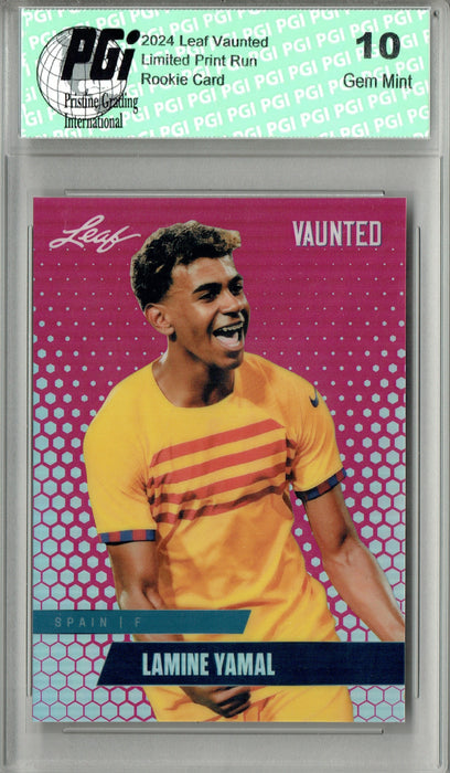 Lamine Yamal 2024 Leaf Vaunted Metal #VM-10 Pink 10 Made Rookie Card PGI 10