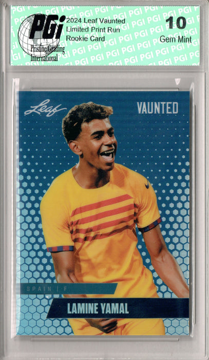 Lamine Yamal 2024 Leaf Vaunted Metal #VM-10 Blue 20 Made Rookie Card PGI 10