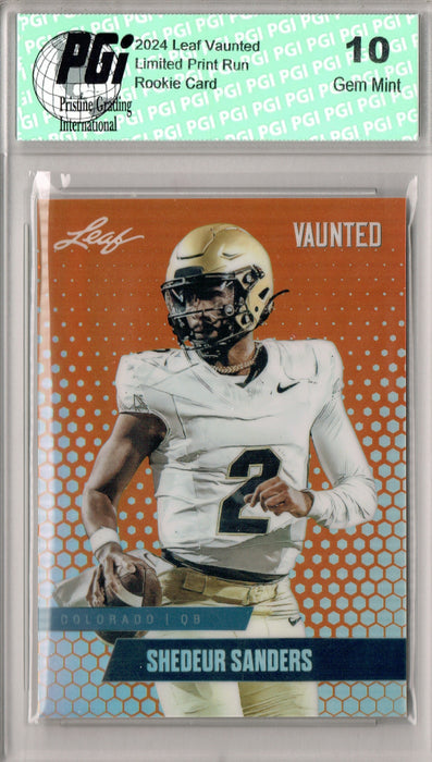 Shedeur Sanders 2024 Leaf Vaunted Metal #VM-16 Orange Only 3 Made Rookie Card PGI 10
