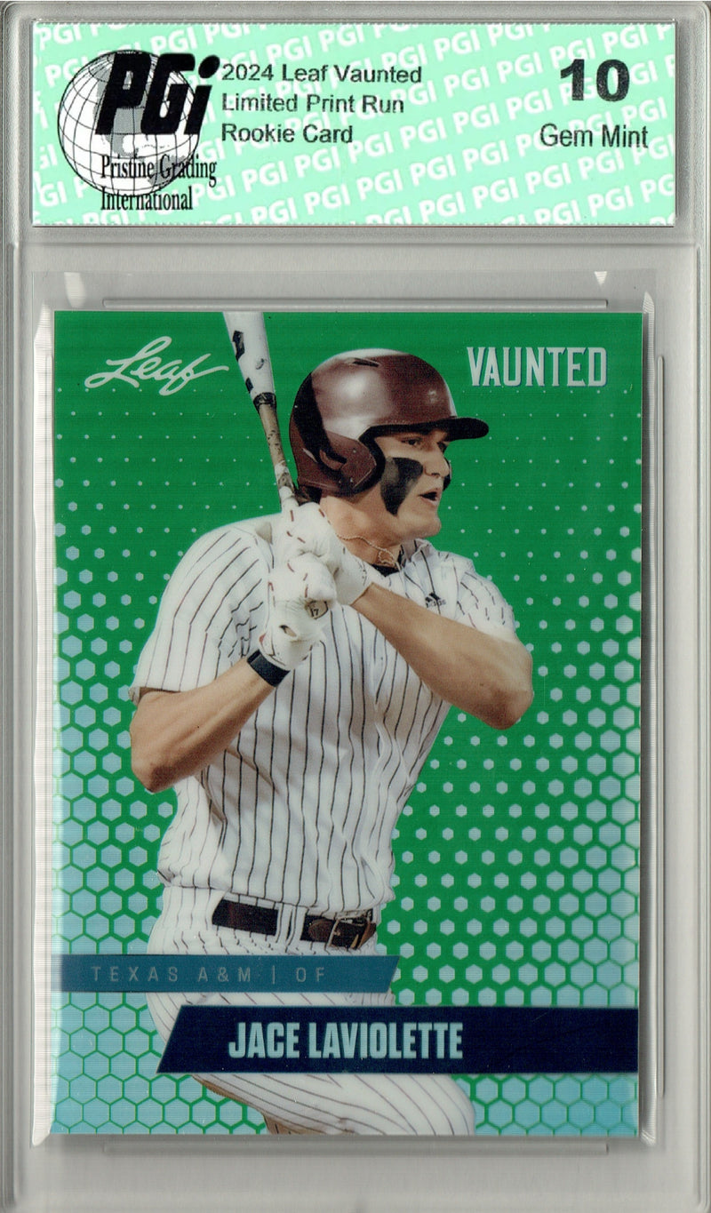 Jace LaViolette 2024 Leaf Vaunted Metal #VM-05 Green 5 Made Rookie Card PGI 10