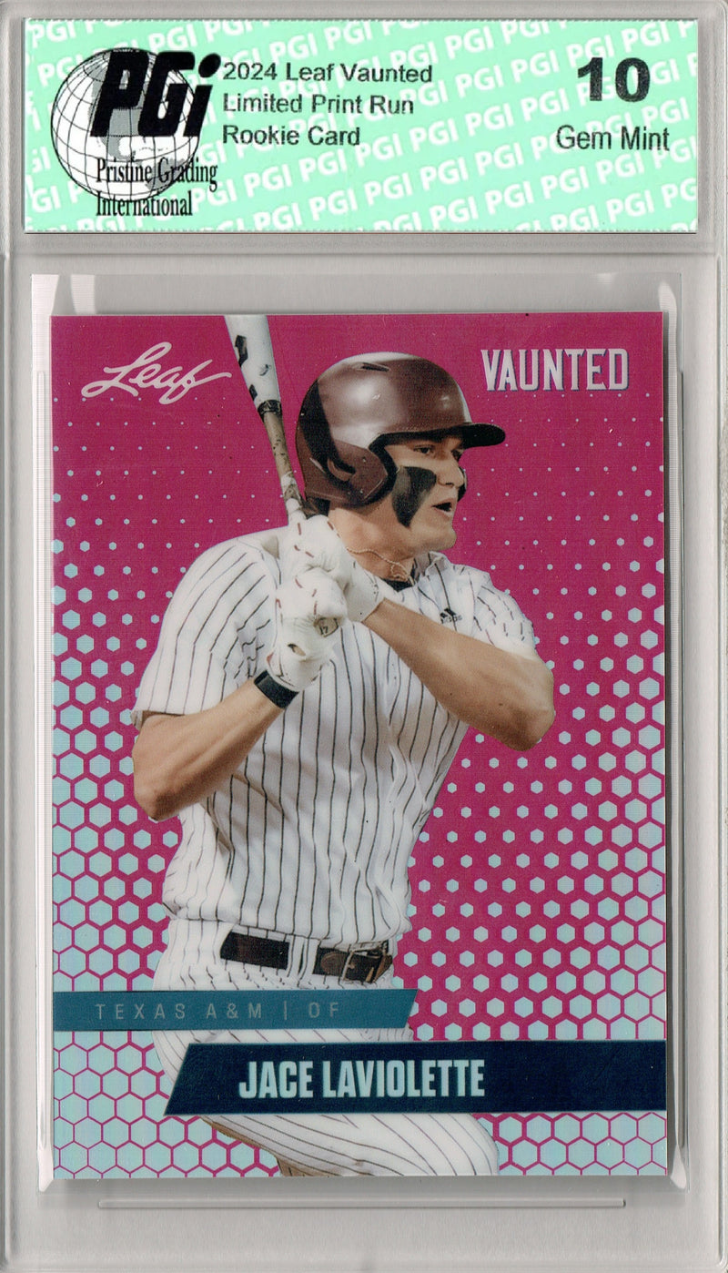 Jace LaViolette 2024 Leaf Vaunted Metal #VM-05 Pink 10 Made Rookie Card PGI 10