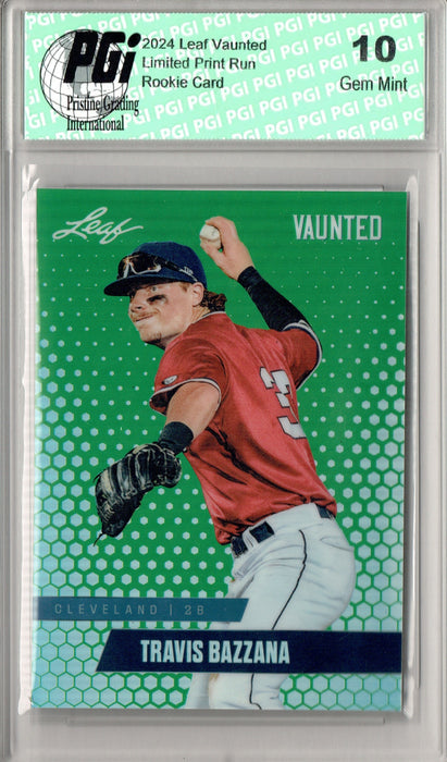 Travis Bazzana 2024 Leaf Vaunted Metal #VM-17 Green 5 Made Rookie Card PGI 10