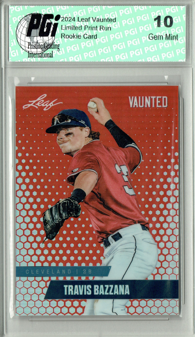 Travis Bazzana 2024 Leaf Vaunted Metal #VM-17 Red #2/2 Made Rookie Card PGI 10
