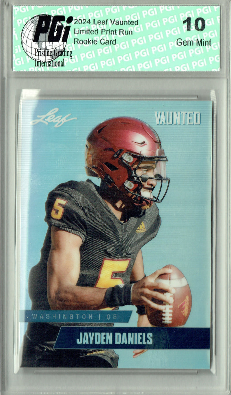 Jayden Daniels Rookie Card Washington PGI 10 Gem Mint Football Trading Card 2024 Leaf Vaunted Metal #VM-06 Silver 25 Made