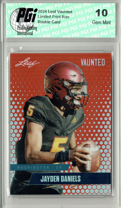 Jayden Daniels 2024 Leaf Vaunted Metal #VM-06 Red Only 2 Made Rookie Card PGI 10