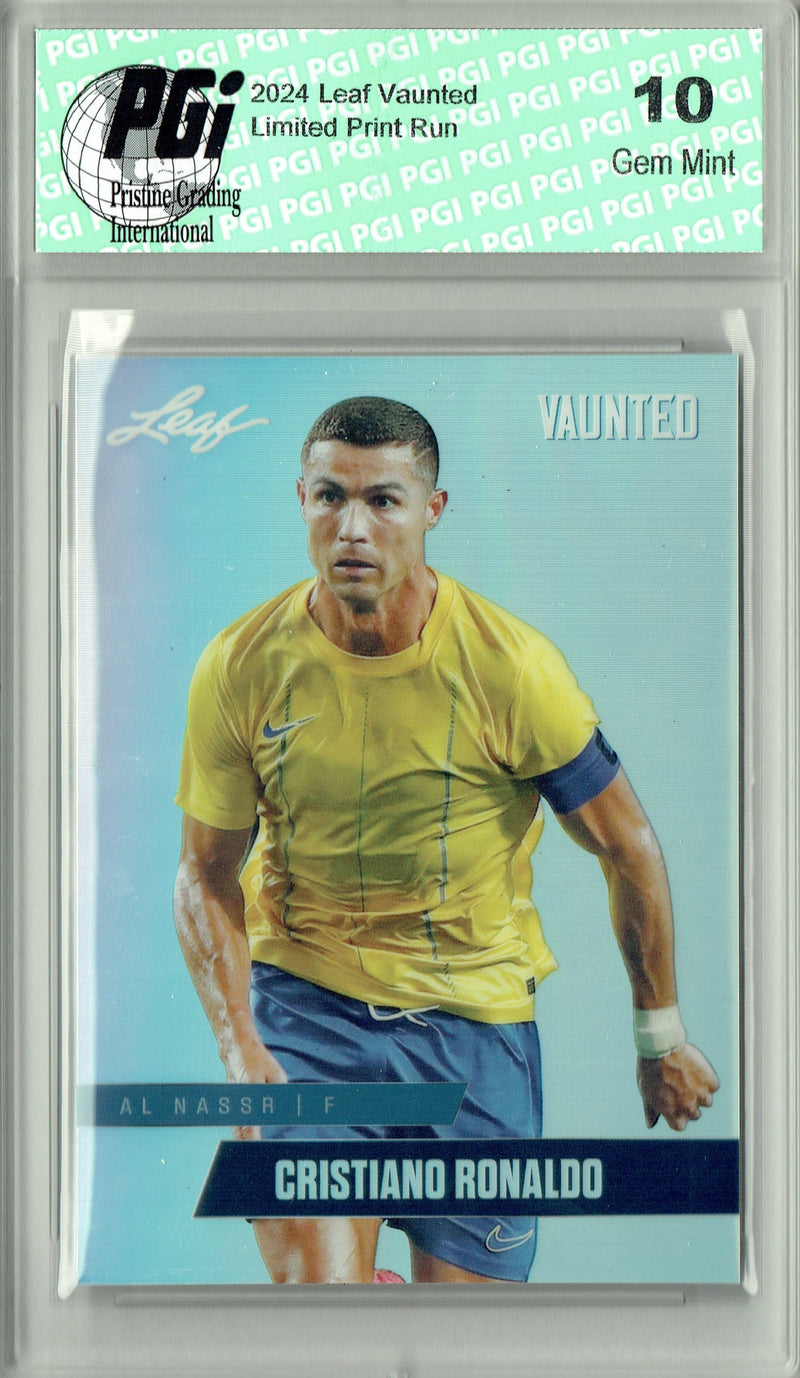 Cristiano Ronaldo 2024 Leaf Vaunted Metal #VM-02 Silver 25 Made Rare Trading Card PGI 10