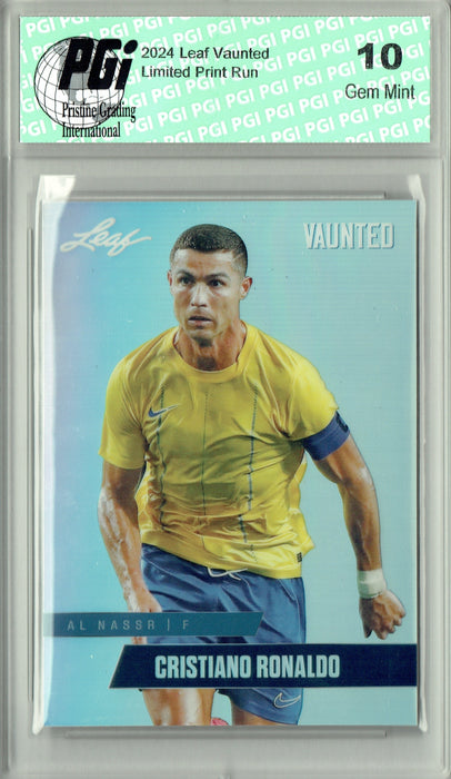 Cristiano Ronaldo 2024 Leaf Vaunted Metal #VM-02 Silver 25 Made Rare Trading Card PGI 10