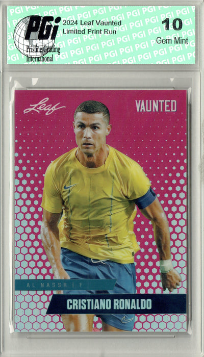Cristiano Ronaldo 2024 Leaf Vaunted Metal #VM-02 Pink 10 Made Rare Trading Card PGI 10