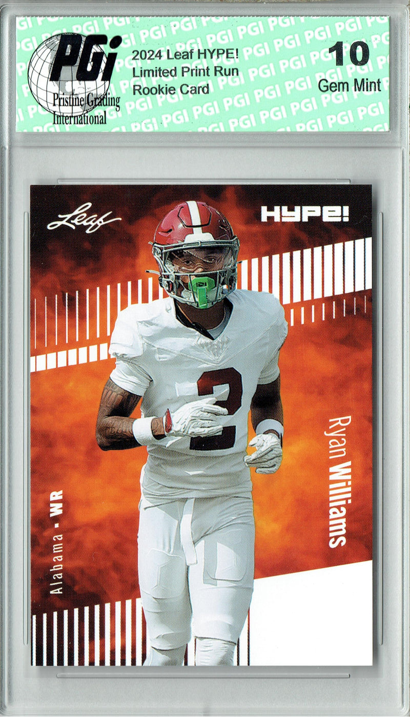 Ryan Williams Rookie Card Alabama PGI 10 Gem Mint Football Trading Card 2024 Leaf HYPE! #169 Only 5000 Made