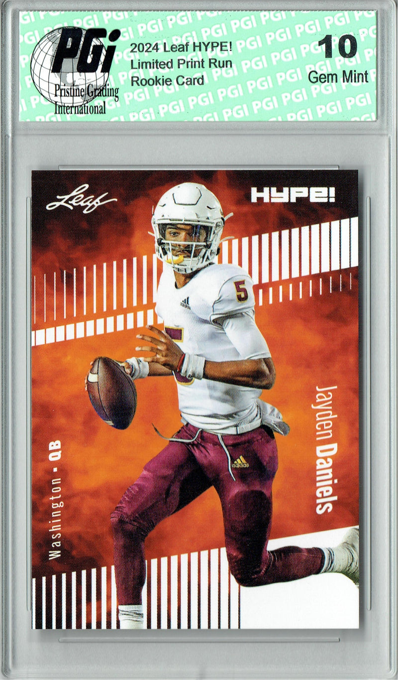 Jayden Daniels Rookie Card Washington PGI 10 Gem Mint Football Trading Card 2024 Leaf HYPE! #162 Only 5000 Made
