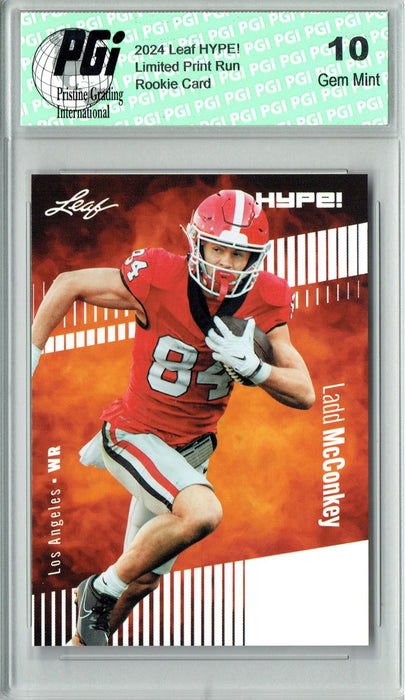 Ladd McConkey 2024 Leaf HYPE! #163 Only 5000 Made Rookie Card PGI 10