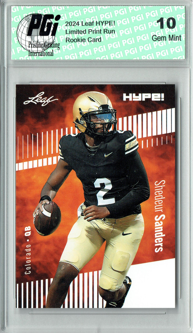 Shedeur Sanders Rookie Card Cleveland PGI 10 Gem Mint Football Trading Card 2024 Leaf HYPE! #170 Only 5000 Made