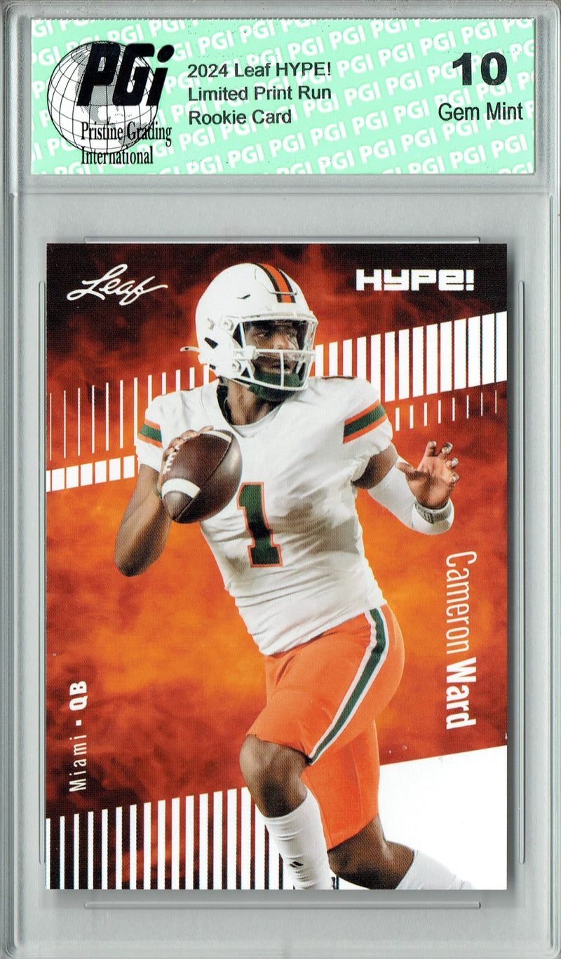Cam Ward Rookie Card Tennessee PGI 10 Gem Mint Football Trading Card 2024 Leaf HYPE! #160 Only 5000 Made