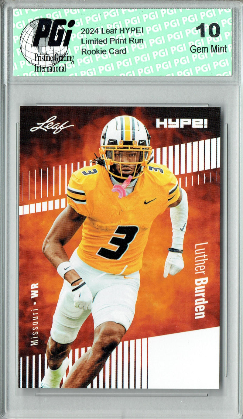 Luther Burden Rookie Card Missouri PGI 10 Gem Mint Football Trading Card 2024 Leaf HYPE! #167 Only 5000 Made