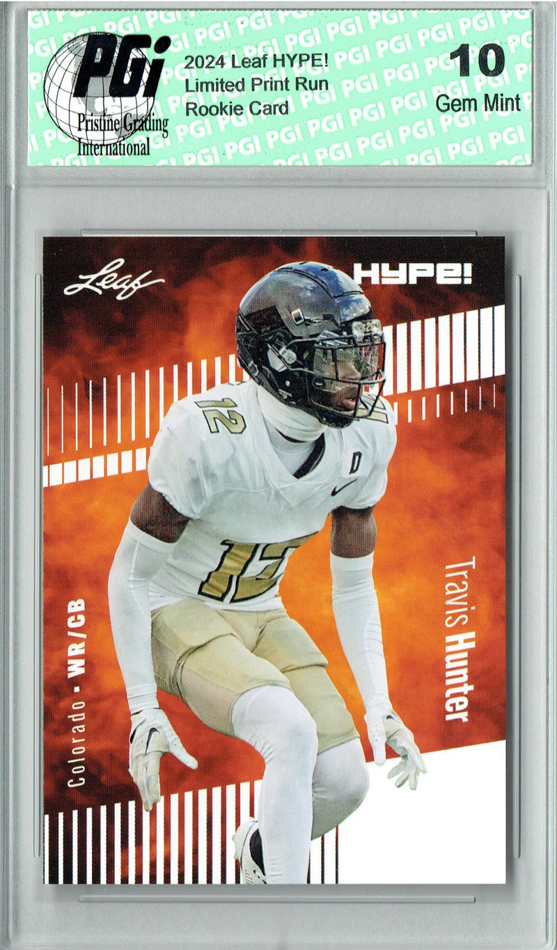 Travis Hunter Rookie Card Jacksonville PGI 10 Gem Mint Football Trading Card 2024 Leaf HYPE! #172 Only 5000 Made