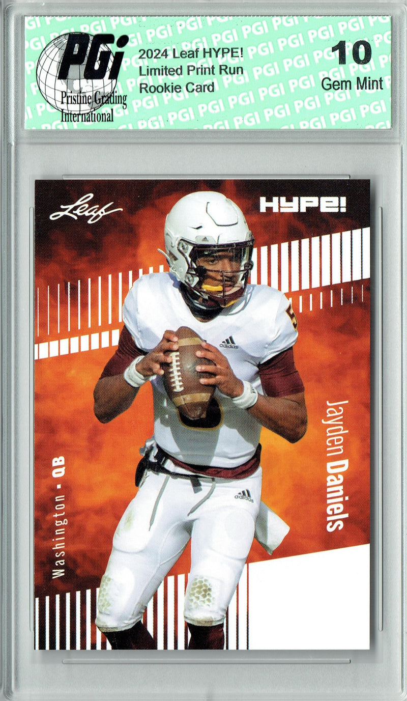 Jayden Daniels Rookie Card Washington PGI 10 Gem Mint Football Trading Card 2024 Leaf HYPE! #162A Only 5000 Made