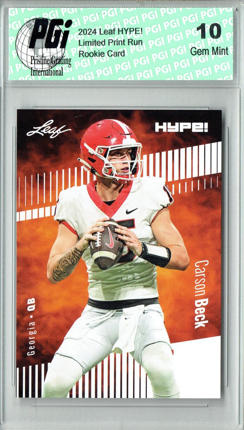 Carson Beck Rookie Card Georgia / Arizona PGI 10 Gem Mint Football Trading Card 2024 Leaf Hype #139 Only 5000 Made