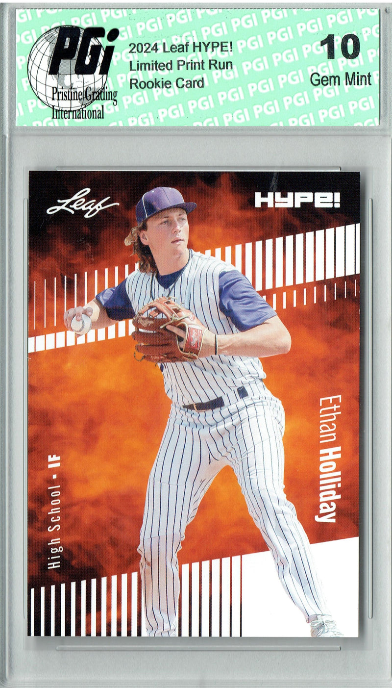 Ethan Holliday 2024 Leaf Hype #144 Only 5000 Made Rookie Card PGI 10
