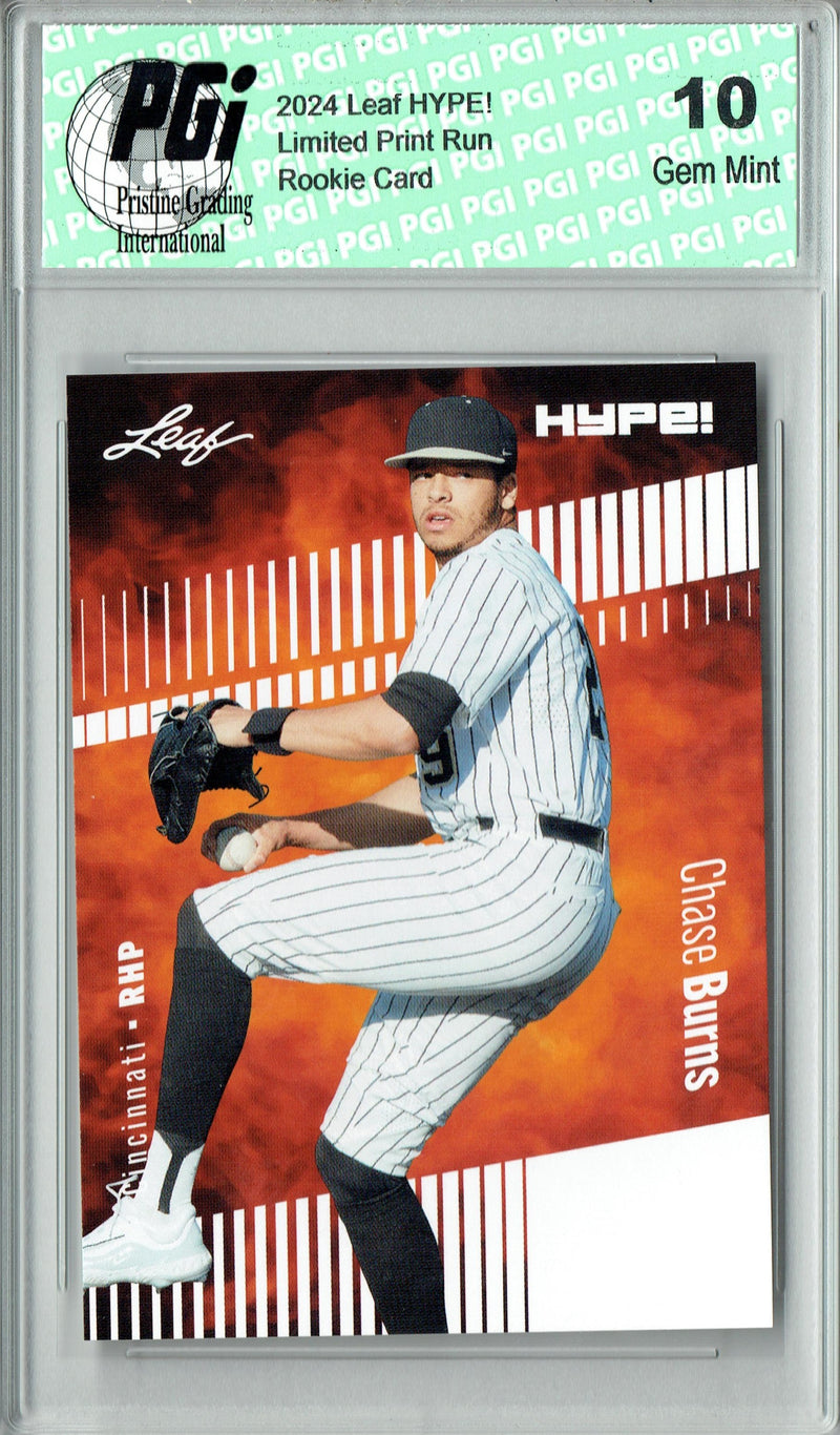 Chase Burns 2024 Leaf Hype #141 Only 5000 Made Rookie Card PGI 10