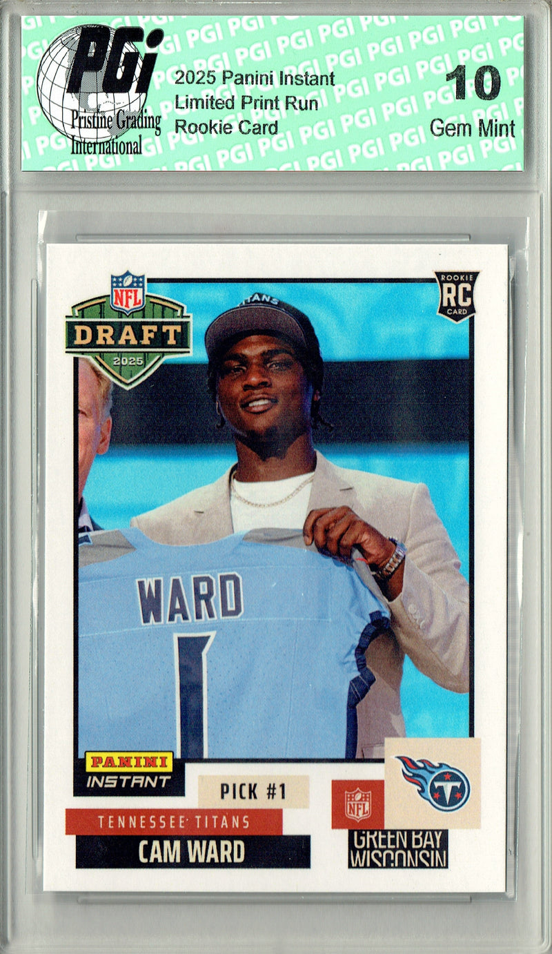 Cam Ward 2025 Panini Instant #NFLDN-1 NFL Draft Rookie Card PGI 10