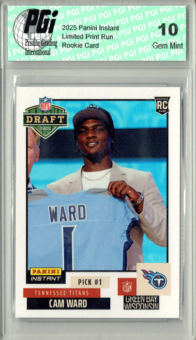 Cam Ward 2025 Panini Instant #NFLDN-1 NFL Draft Rookie Card PGI 10