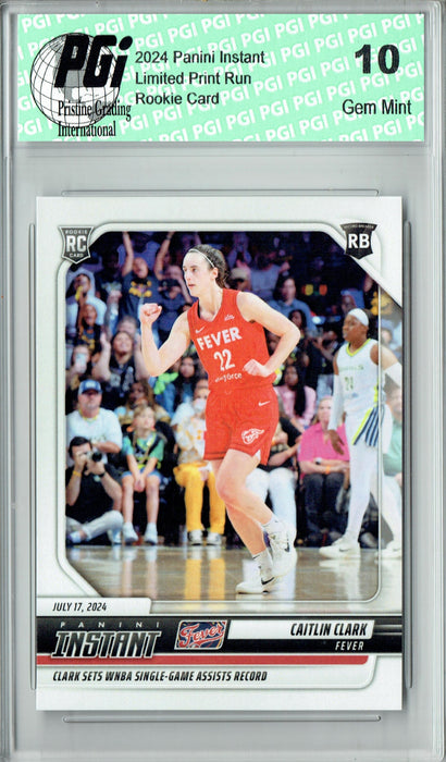 Caitlin Clark 2024 Panini Instant #159 WNBA Assists Record Rookie Card PGI 10